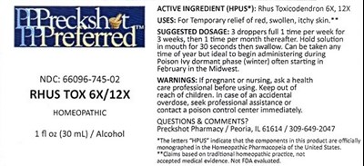 Rhus Tox 6x/12x (Preckshot Pharmacy 1 Fl Oz Bottle Label)